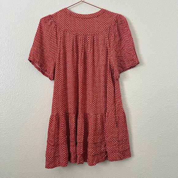 Holding Horses Pavin Buttondown
Tunic Pockets Tiered V Neck Orange Geometric - Picture 5 of 8